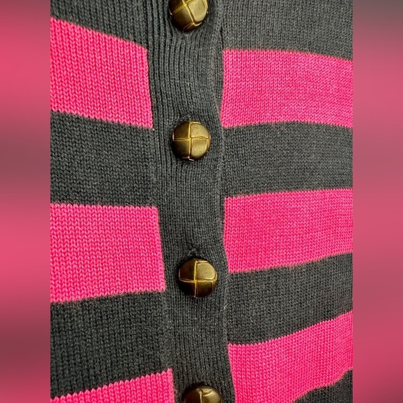 Vineyard Vines S Striped V-Neck Preppy CASHMERE Blend Pink Navy Henley Sweater - Picture 6 of 12